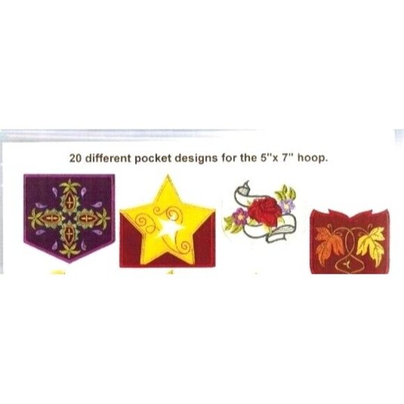 Anita Goodesign Hoop Pockets Embroidery Pattern Pack 20 Unique 5"x7" Designs - Picture 7 of 9